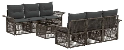 Immagine prodotto di Set da giardino composto da 7 pezzi, colore grigio, in rattan sintetico (poly-rattan), marca vidaXL
