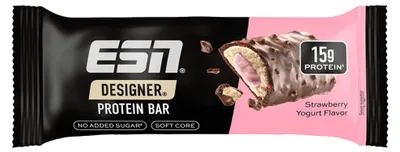 Productafbeelding van ESN Designer Protein Bar - 12 stuks, 45g per stuk, aardbei-yoghurt smaak