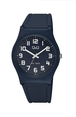 Produktbild von Q&Q Damenuhr mit Silikonarmband, 3-Zeiger/analog, 10 ATM, blau