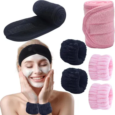 Produktbild von Haarbänder 6 Stück, Schwarz, Terry, Für Hautpflege, Make-up-Routine