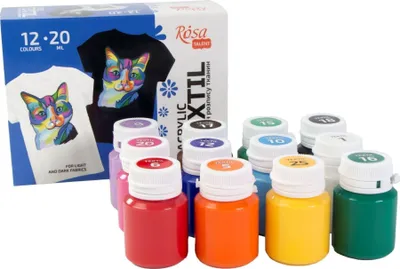 Image de Rosa 134122 Kit de couleurs pour textile 12 x 20 ml