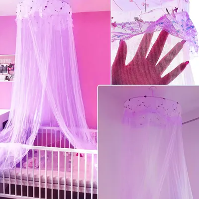 Produktbild von Moskitonetze für Babybetten und Betten in verschiedenen Größen, Rundhimmel für Mädchen, Lila