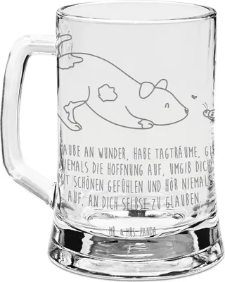 Produktbild von Mr. & Mrs. Panda Krug Hund Marienkäfer - Transparent - Geschenk, Bierkrug Mit Gravur, Glaskrug, Sprüche, Hunde, Seidel, Zuversichtlich, Mischlinghund, Mischlingshund