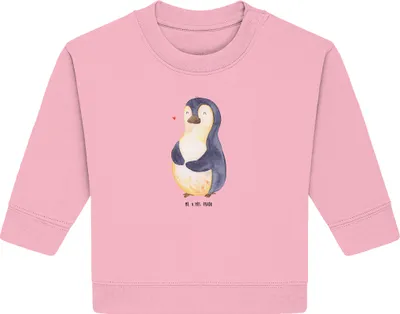 Produktbild von Mr. & Mrs. Panda Organic Baby Pullover Pinguin Diät 24. - 36. Monat - Baumwolle Pink - Geschenk, Motivation, glücklich, Abnehmen, Pinguine, Bullover