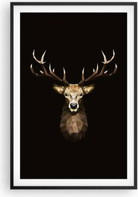 Produktbild von Gerahmtes Poster - Schwarzer Rahmen - Geometrisch Hirsch Modern - 61x91,5 cm - Wand Bild - Wanddeko - Wandbilder - Wandposter - Bilderrahmen - Bilder - Kunstdruck - Wandbild - P2BPA61x91-4215