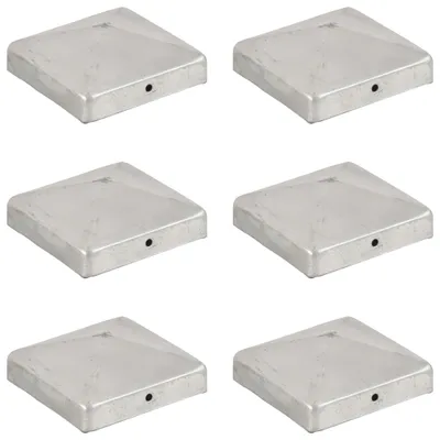 Obrázek produktu pro Krytky na plotové sloupky stříška 6 ks pozinaný kov / 91 x 91 mm
