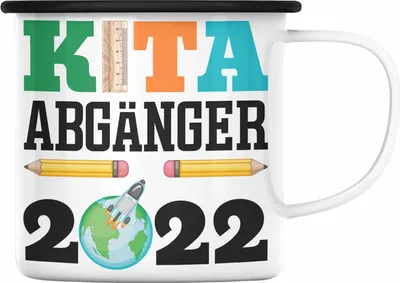 Produktbild von Trendation - Einschulung Junge Mädchen Geschenk Schultüte Füllung Emaille Tasse Schulstart 1. Schultag Schuleinführung Schulanfang Geschenkidee 2022 Schulkind (Schwarz)