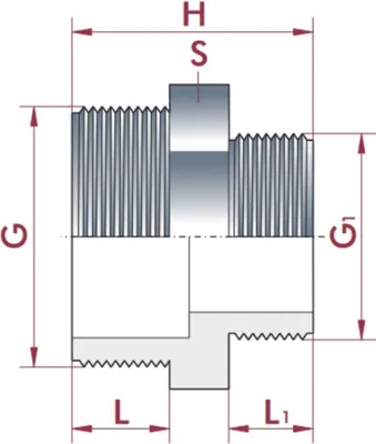 Produktbild von PVC - U Doppelnippel reduziert AG 2 1/2" x 1 1/4"