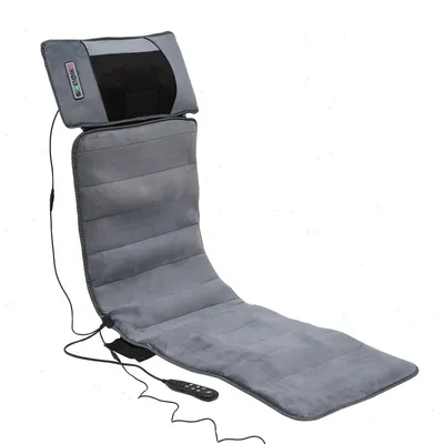 Obrázok produktu pre Masážna podložka – celotělová sedacia podložka – s funkciou tepla a vibrácií – 3 časovače (10/20/30 minút) – 126 x 50 cm – vhodná do domácnosti, kancelárie a auta – sivá farba