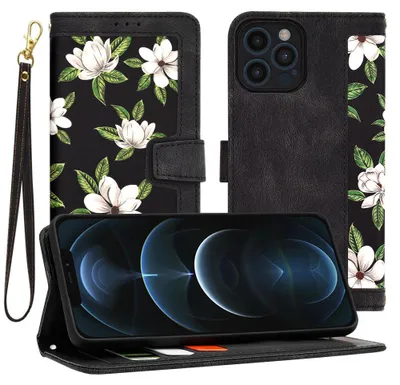 Produktbild von Techsuit FlipCraft Book Wallet Klapphülle mit Kabel für Apple iPhone 12 Pro Max - Flowers of the Dawn