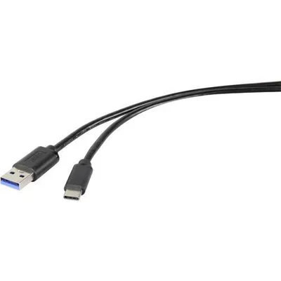 Produktbild von Renkforce RF-4599658, 0,5 m, USB A, USB C, USB 3.2 Gen 1 (3.1 Gen 1), 5 Gbit/s, Schwarz