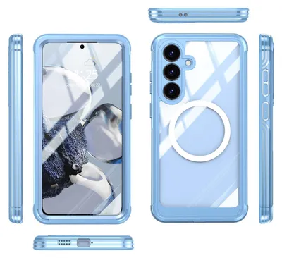Produktbild von Für Samsung Galaxy S25 MagSafe 360 Grad Full Body Hybrid Tasche Bumper Hellblau