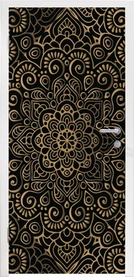 Obrázek produktu pro MuchoWow® Tapeta na dveře - Samolepka na dveře - Zlatý vzor na černém pozadí - 215x80x0.1cm - Samolepka na dveře - Samolepka na dveře