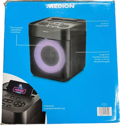 Produktbild von MEDION LIFE E61177 Tragbares Bluetooth-Soundsystem MD-44077 Karaoke mit LED-Lichteffekten und Smartphonehalterung