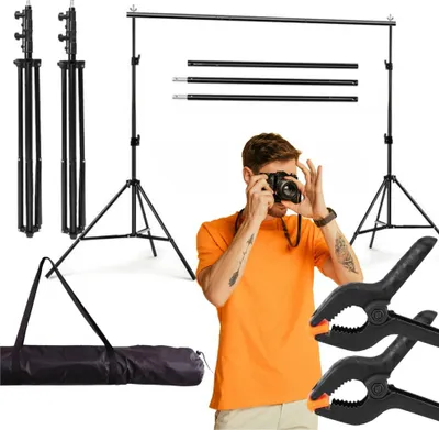 Obrázok produktu pre Statívová súprava pre fotografické pozadia, štúdiový statív, tlmič nárazov, 210x200