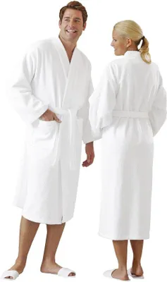 Productafbeelding van Ibenzoa® Uni badjas met kimono-kraag, 100% katoen, maten S–6XL, absorberend, met 2 zakken en riem, wasbaar tot 95°C, Standard 100 gecertificeerd