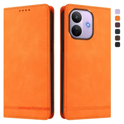Obrázek produktu pro Pouzdro pro Xiaomi Redmi Note 17 Pro 5G, retroPolyuretankožené flip pouzdro s stojánkem a přihrádkami na karty Pomerančový
