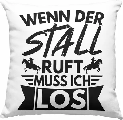 Produktbild von Trendation - Lustige Reiter Sprüche Geschenk Deko-Kissen mit Füllung 40x40 Reiterin Pferde Mädchen Geschenkidee Pferde Wenn Der Stall Ruft Muss Ich Los (Grün)