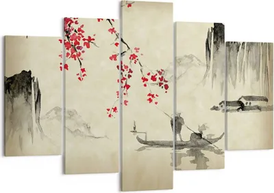 Produktbild von Bild auf Leinwand - Leinwandbild - 5 Teile - Blume Kirschen Japan - 150x100cm - Wand Bild - Wanddeko - Wandbilder - Leinwanddruck - Bilder - Wanddekoration - Leinwand bilder - EA150x100-5020