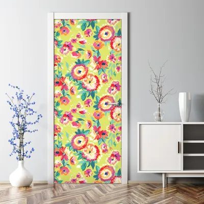 Produktbild von Dekorative Türaufkleber selbstklebend Klebefolie Türtapete Türfolie Blumen Garten Wiese 85 x 200 cm