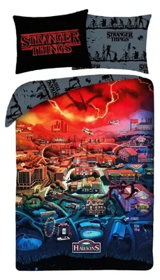 Image de Housse de couette Stranger Things en polyester 140 x 200 cm - 70 x 90 cm