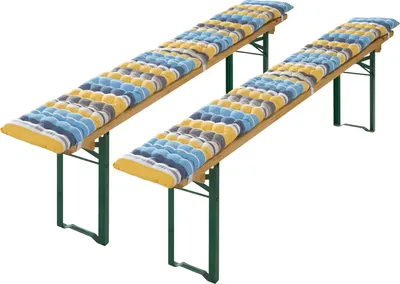 Produktbild von REDBEST Bierbank-Auflage 2er-Pack blau-gelb 25x220 cm
