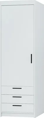 Produktbild von Masseno Drehtürenschrank ELENORA 60 cm Kleiderschrank Schlafzimmer Schrank 1-türig Weiß