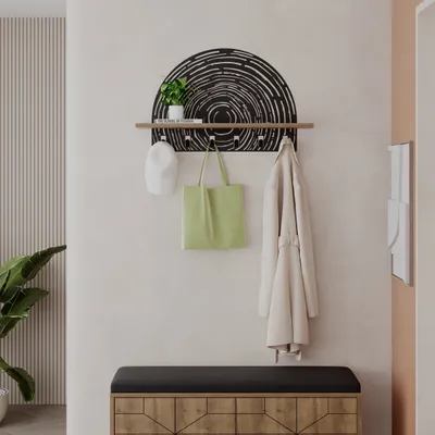 Immagine prodotto di DECORTIE Appendiabiti da parete in pino, gancio, appendiabiti, effetto rovere scuro