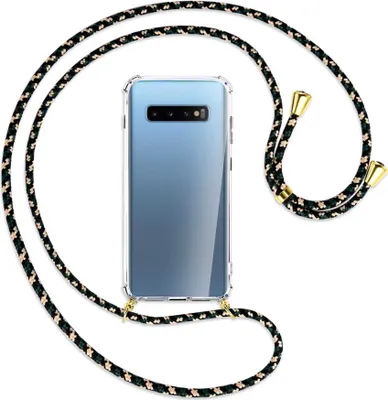 Produktbild von Handykette Backcover-Schutzhülle mit Band (Metall goldfarben) für Samsung Galaxy S10+ / S10 Plus - camouflage