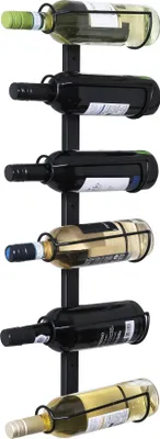 Produktbild von QUVIO Vertikales Weinregal für 6 Flaschen - Wandregal Wein - Flaschenregal - Weinzubehör - Schwarz