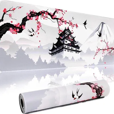 Produktbild von Famanu XXL Gaming-Mausmat Japanische Kirschblüte - 31 x 118 cm - Dicke 3 mm