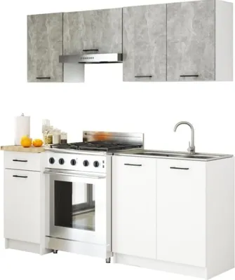 Produktbild von BDW Küche 180 cm Küchenzeile Küchenblock, Beton Weiß