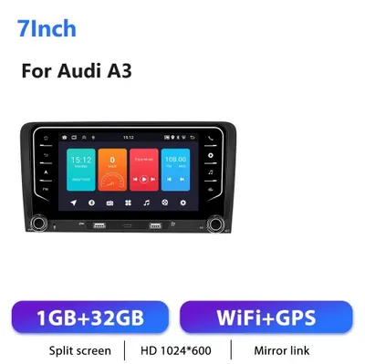 Obrázek produktu pro Pro Audi A3 8P 2003–2012 – autorádio Android 2-DIN – dotykový displej 17,8 cm – Android 13 – paměť 1+32 GB – rozlišení 1024×600 – GPS navigace – RDS