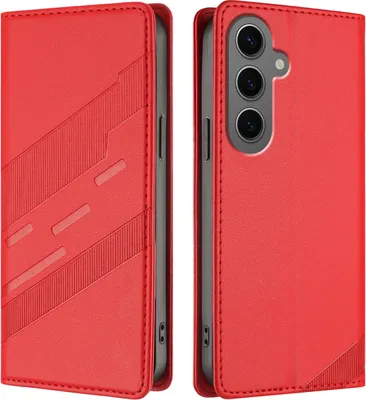 Obrázek produktu pro Pouzdro pro Samsung Galaxy S25 FE,Polyuretankožené peněženkové pouzdro s přihrádkou na karty a funkcí stojánku Rot