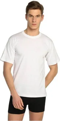 Produktbild von 6 Pack Herren Basic T-Shirt Unterziehshirt Unterhemden Weiß L Baumwolle K-82