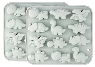 Produktbild von Silikon-Schokoladenform 2er Set Dinosaurier Süßigkeiten Eiswürfelform Blau 16,6 x 14,7 x 1,8 cm