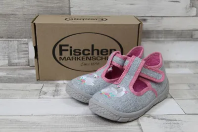 Produktbild von Fischer Markenschuh Mädchen Hausschuh Schwan grau/rosa