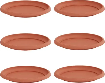 Obrázok produktu pre vidaXL Okrúhla podstavica na kvety, 6 kusov, tehlová farba, priemer 23,5 x 2,5 cm, plast