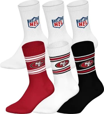 Produktbild von NFL Uni Socken, 6er Pack - NFL Teams, 6Pack Crew Socks, Football, Logo, Baumwollmischung San Francisco 49ers/Weiß 39-42