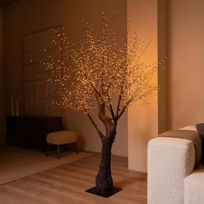 Immagine prodotto di Albero decorativo illuminato con luci LED dorate – 220 x 200 cm