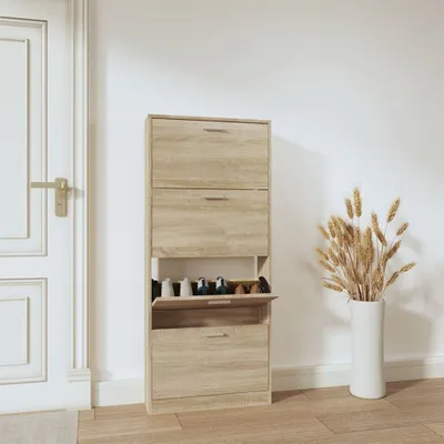 Obrázok produktu pre The Living Store Dubová skrinka na topánky 59x17x150 cm Materiál na báze dreva