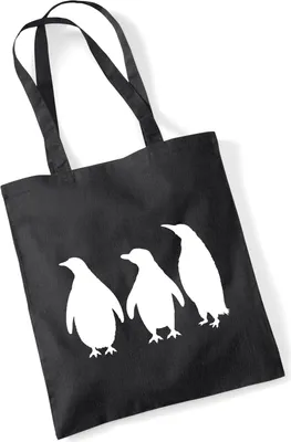 Produktbild von Huuraa Jutebeutel Pinguine Silhouette 10 Liter Black Baumwolle Tasche Geschenkidee