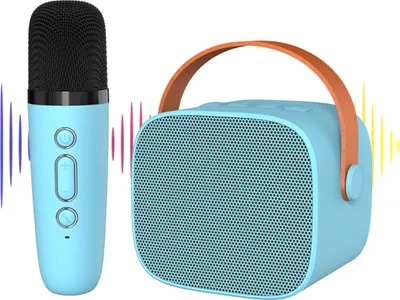 Obrázek produktu pro P2 přenosný reproduktor, bezdrátový reproduktor, karaoke reproduktor, venkovní reproduktor, Bluetooth 5.0, jeden mikrofon, modrý