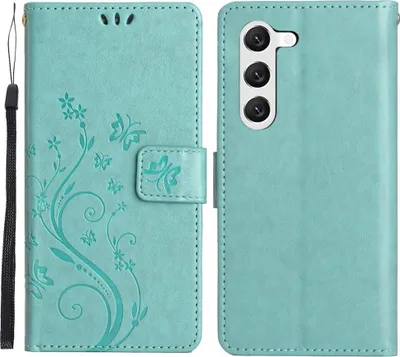 Produktbild von Samsung Galaxy S23 Hülle - Coverup Blumen & Schmetterlinge Klapphülle - Mintgrün