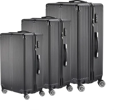Image de Set de bagages, conception légère, serrures TSA, noir-D