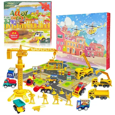 Immagine prodotto di Calendario dell'Avvento con veicoli da costruzione, set di 24 macchinine giocattolo per bambini
