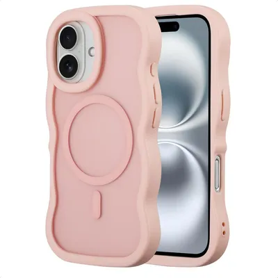 Zdjęcie produktu dla Selencia Wavy Backcover z MagSafe dla Apple iPhone 16 - Delikatny różowy