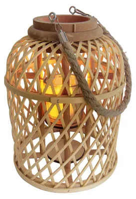 Produktbild von Light & More LED Dekoleuchte Korb hell mit Kerze mit Flammeneffekt 29 x 23 cm