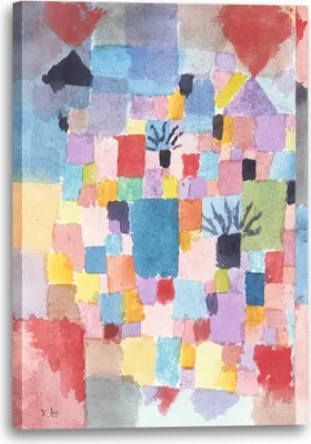 Produktbild von Leinwandbild (80x120cm): Paul Klee - Südliche Gärten (1919), echter Holz-Keilrahmen inkl. Aufhänger, handgefertigt in Deutschland