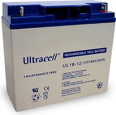 Obrázok produktu pre UL18-12 Olovená batéria Ultracell 12 V, 18 Ah so závitom M5